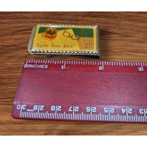 RARE 1987 JONATHAN GREY & ASSOCIATES USPS Stamp Money Clip Love You Dad! USA22 - Picture 3 of 3